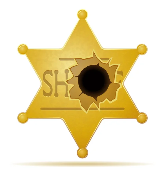 Şerif yıldız bir kurşun deliği vektör çizim ile — Stok Vektör