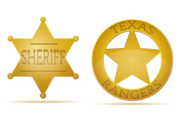 Estrella sheriff y guardabosques vector ilustración — Vector de stock