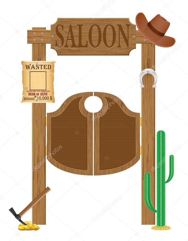 doors in western saloon wild west vector illustration