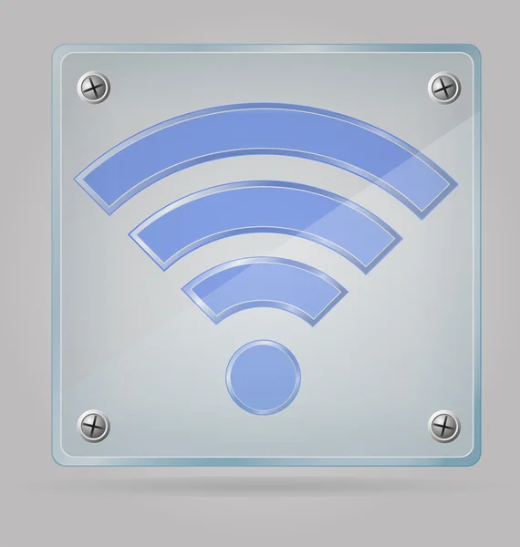 Signe transparent wi fi sur l'illustration vectorielle plaque — Image vectorielle