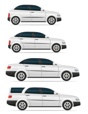 binek otomobilleri ile farklı organları vektör illustrati Icons set