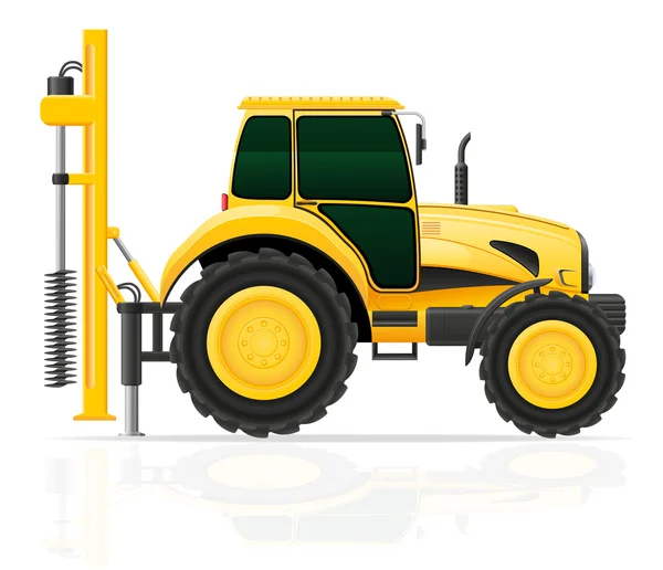 Tractor con una ilustración de vectores de plataforma de perforación — Archivo Imágenes Vectoriales