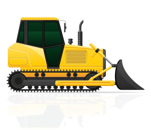 Caterpillar traktor med hink framstolarna vektor illustration — Stock vektor