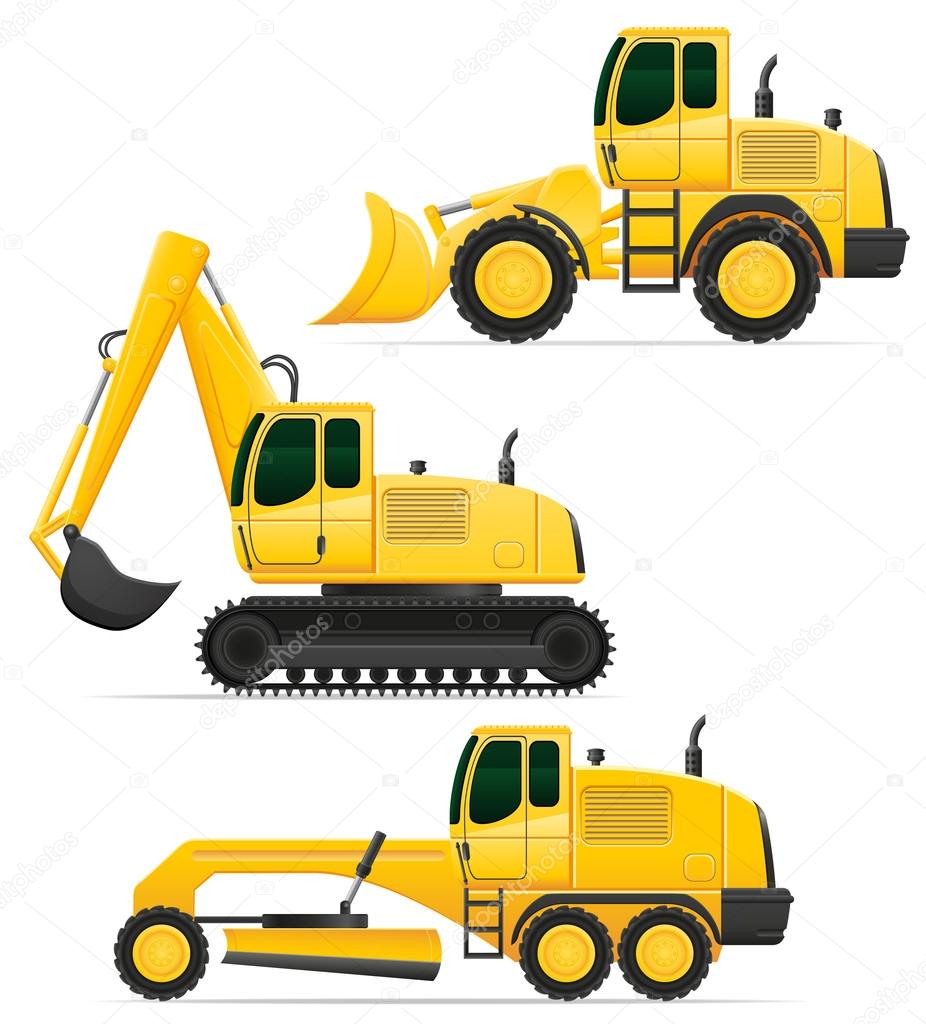 car equipment for road works vector illustration