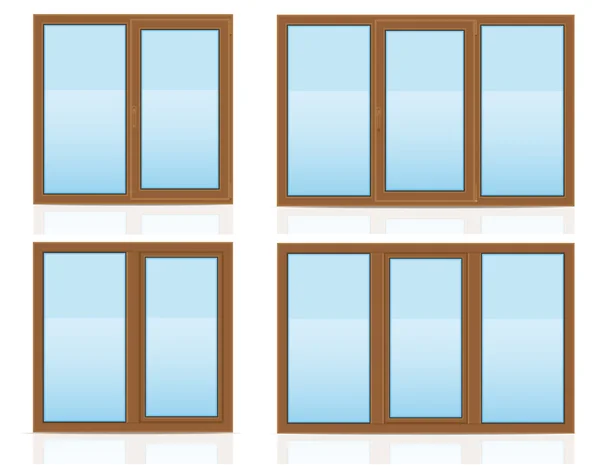 Fenêtre transparente en plastique brun vue intérieure et extérieure vecto — Image vectorielle