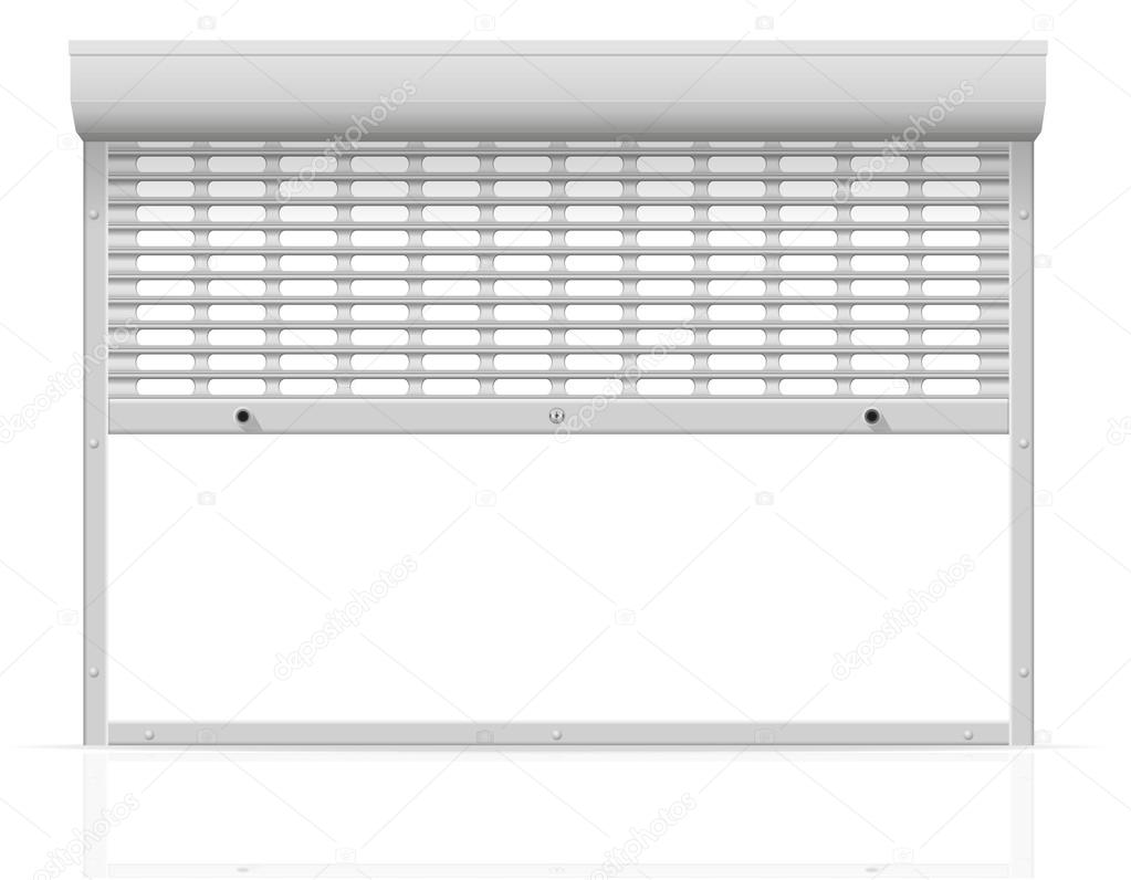 metal perforated rolling shutters vector illustration