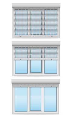 metal delikli haddeleme panjurlar arkasında plastik pencere ben vektör