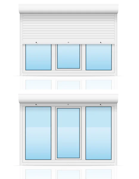 Kunststof venster met glooiende rolluiken vectorillustratie — Stockvector