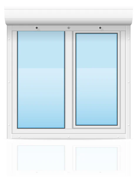 Пластиковое окно с векторной иллюстрацией рольставней — стоковый вектор