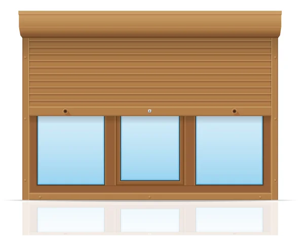 Brun plast fönster med rullande fönsterluckor vektor illustration — Stock vektor