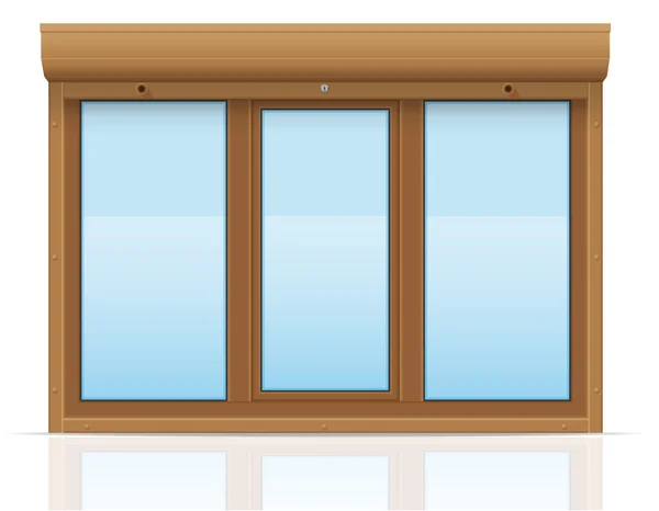 Καφέ παράθυρο πλαστικό με τα Κυλώντας παραθυρόφυλλα εικονογράφηση φορέας — Διανυσματικό Αρχείο