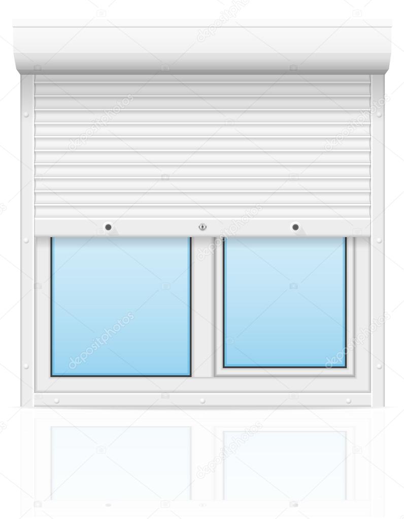plastic window with rolling shutters vector illustration