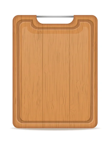 Wooden cutting board with metal handle vector illustration — Stock Vector