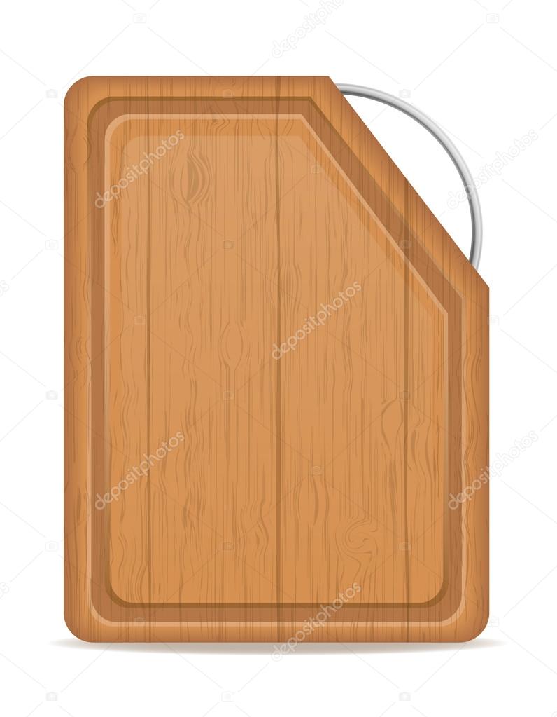 Wooden Cutting Board With Metal Handle Vector Ilration Stock Wooden Cutting Board With Metal Handle Vector Ilration Stock