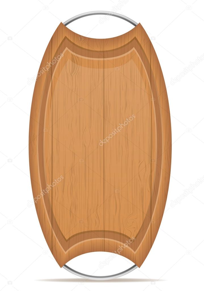 Wooden Cutting Board With Metal Handle Vector Ilration Stock Wooden Cutting Board With Metal Handle Vector Ilration Stock