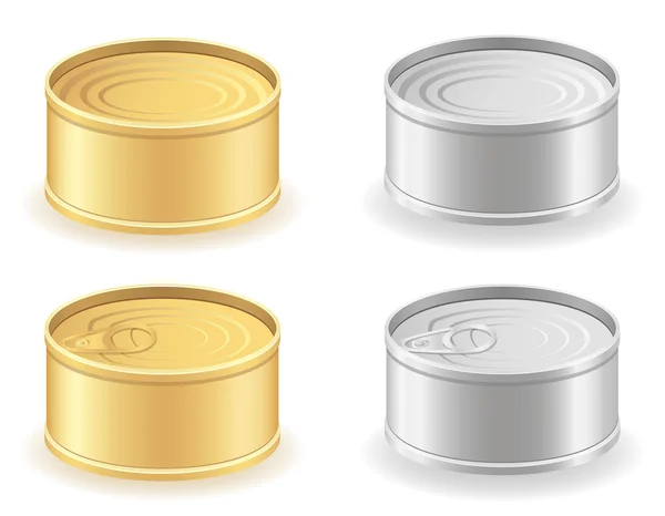 Metal tin can set icons vector illustration — Stock Vector