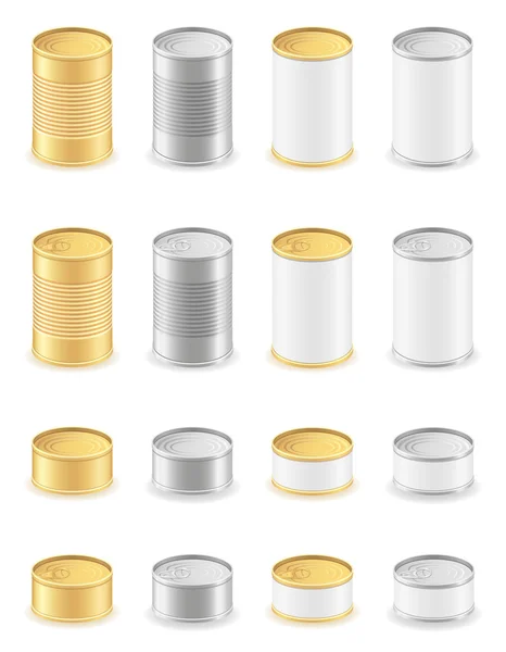 Metal tin can set icons vector illustration — Stock Vector