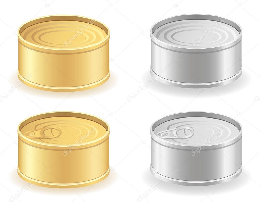 metal tin can set icons vector illustration