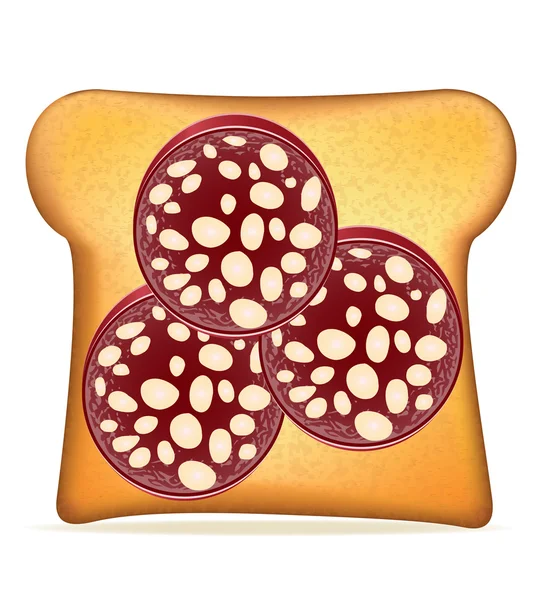 Toast met worst vectorillustratie — Stockvector