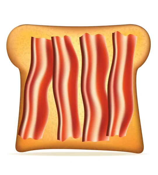 Roti panggang dengan ilustrasi vektor bacon - Stok Vektor