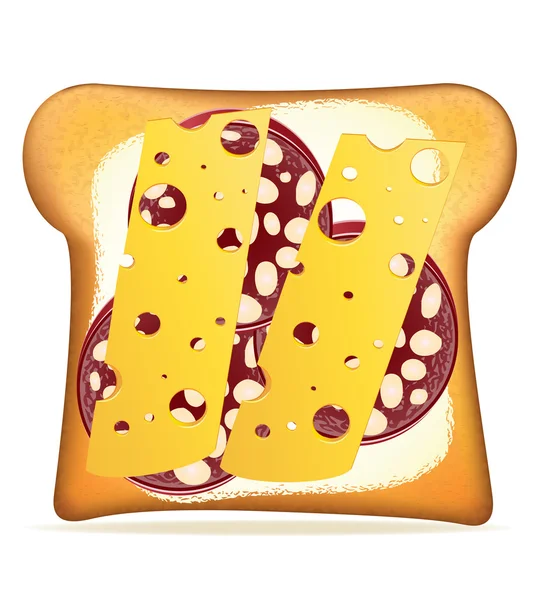 Boter toast worst en kaas vectorillustratie — Stockvector