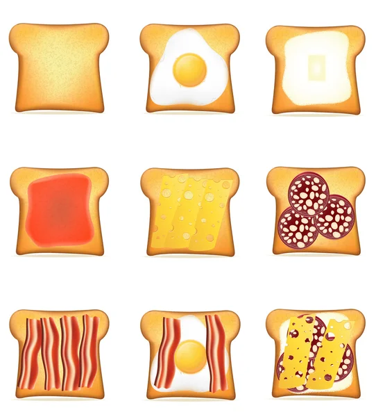 Set Icons Toast Vektor Illustration — Stockvektor