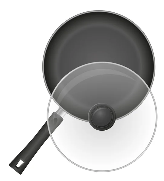 Frying pan with a transparent cover vector illustration — Stock Vector