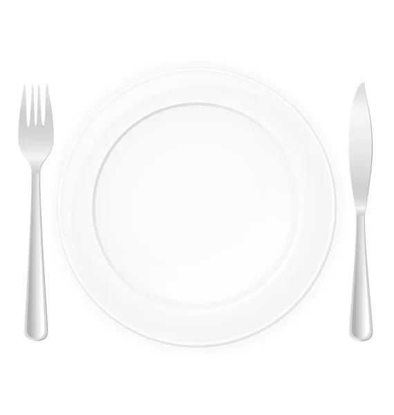Plate with fork and knife vector illustration — Stock Vector