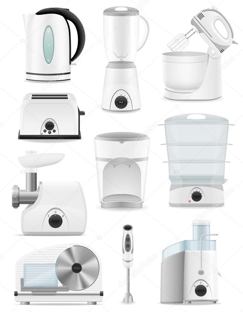 set icons electrical appliances for the kitchen vector illustrat