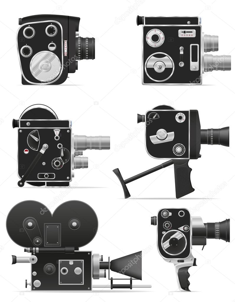 old retro vintage movie video camera vector illustration