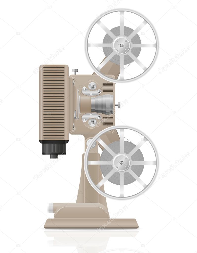 old retro vintage movie film projector vector illustration