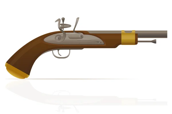 Viejo retro pistola flintlock vector ilustración — Vector de stock