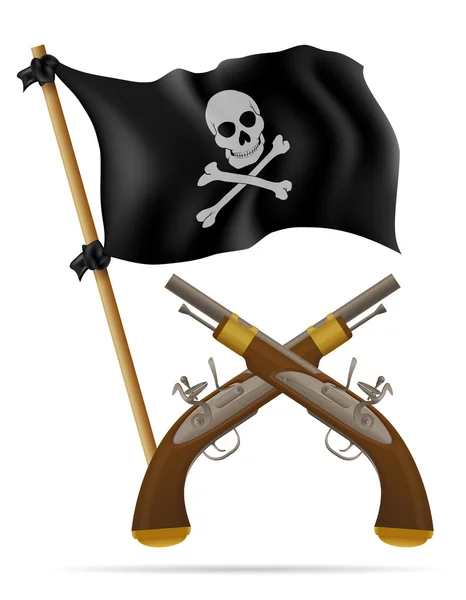 Illustration vectorielle drapeau pirate et pistolets — Image vectorielle