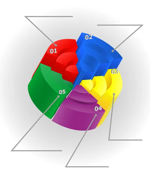 Infografica multicolore visivamente circondano 3d — Vettoriale Stock