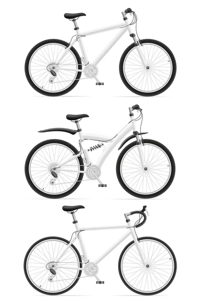 Pictogrammen instellen sport fietsen met de achterste schokdemper vector illus — Stockvector