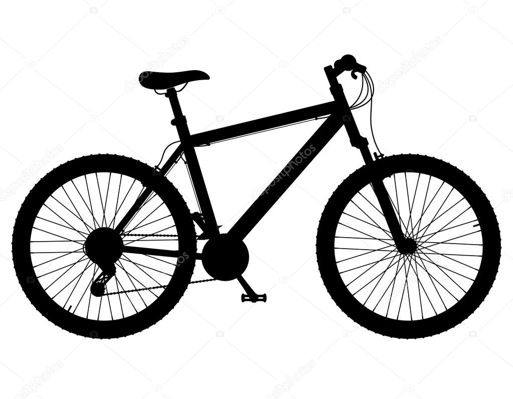 Bicicleta de montaña con cambio de marcha silueta negro