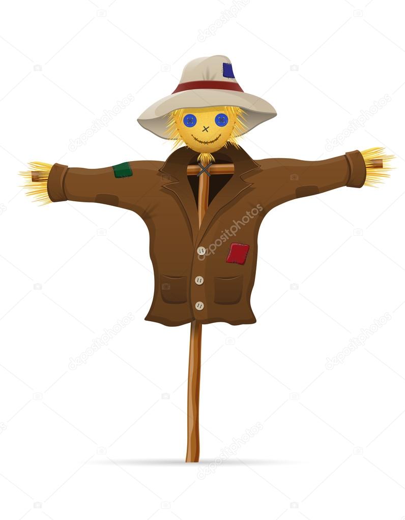 scarecrow straw in a coat and hat vector illustration