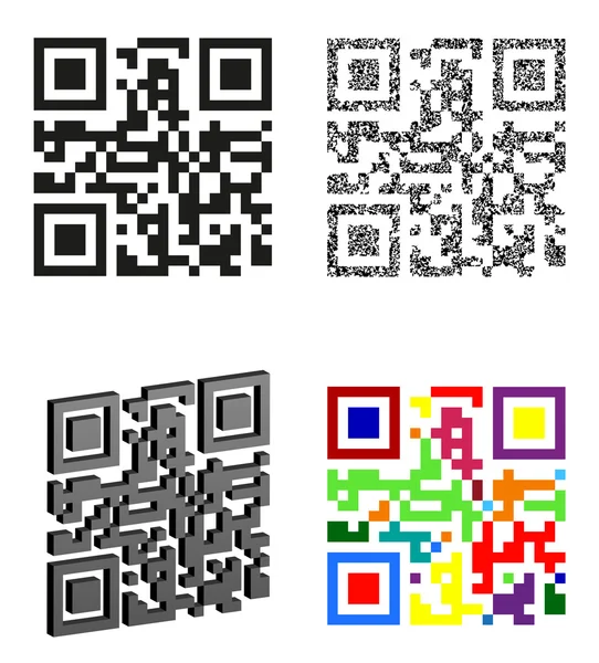 Set iconos abstracto qr código vector ilustración — Archivo Imágenes Vectoriales