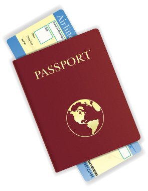 passport and airline ticket vector illustration clipart