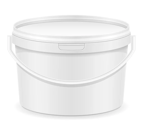 Cubo de plástico blanco para la ilustración de vectores de pintura — Vector de stock