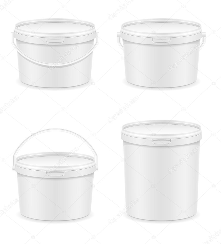 white plastic bucket for paint vector illustration