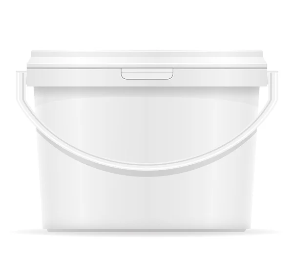 White plastic bucket for paint vector illustration — Stock Vector