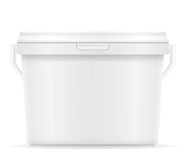 White plastic bucket for paint vector illustration — Stock Vector