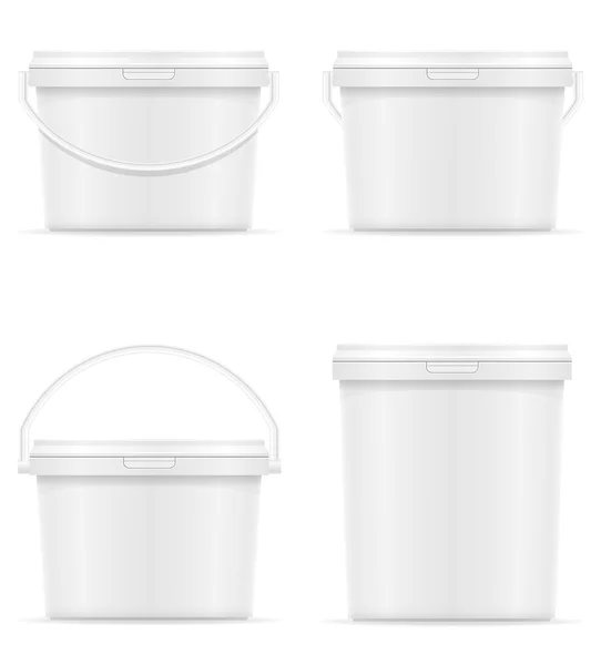 Secchio di plastica bianca per illustrazione vettoriale vernice — Vettoriale Stock
