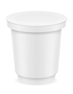 yoğurt veya dondurma vektör illustrati beyaz plastik konteyner