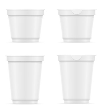 yoğurt veya dondurma vektör illustrati beyaz plastik konteyner