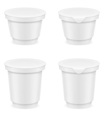 yoğurt veya dondurma vektör illustrati beyaz plastik konteyner