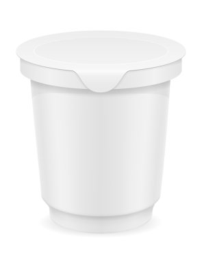 yoğurt veya dondurma vektör illustrati beyaz plastik konteyner
