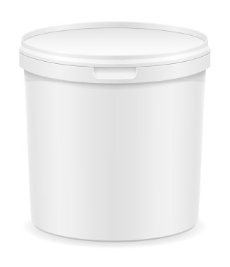Beyaz plastik kap dondurma veya tatlı vektör illustra için