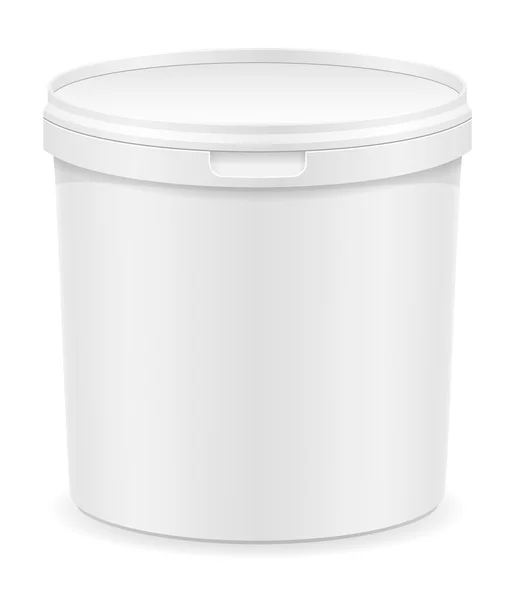 Белый пластиковый контейнер для мороженого или векторной иллюстрации десерта — стоковый вектор